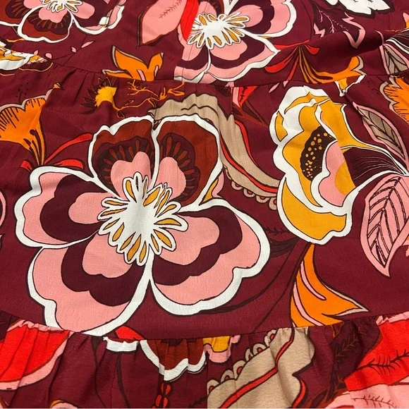 Gibson & Latimer Tie Neck Long Raglan Sleeve Floral Printed Dress Size XL - Picture 4 of 15